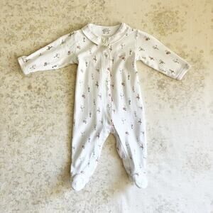 Livly 1-3 Mos Footie Bunny Rabbit Ballerina Print White Collar Long Sleeve Girls